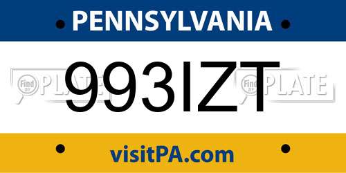 993IZT Pennsylvania License Plate