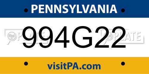 994G22 Pennsylvania License Plate