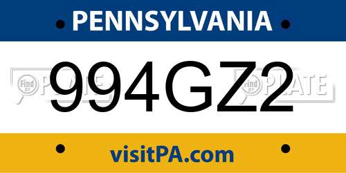 994GZ2 Pennsylvania License Plate