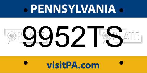 9952TS Pennsylvania License Plate
