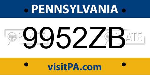 9952ZB Pennsylvania License Plate
