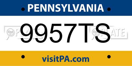 9957TS Pennsylvania License Plate