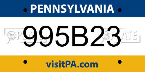 995B23 Pennsylvania License Plate