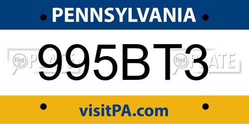 995BT3 Pennsylvania License Plate