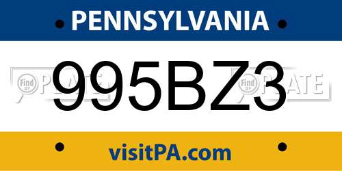 995BZ3 Pennsylvania License Plate