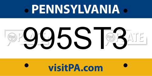 995ST3 Pennsylvania License Plate