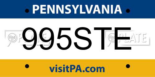 995STE Pennsylvania License Plate
