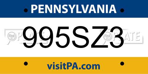 995SZ3 Pennsylvania License Plate