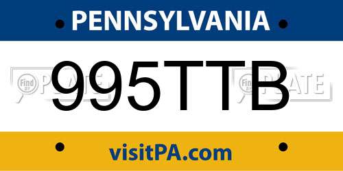 995TTB Pennsylvania License Plate