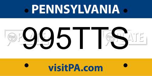 995TTS Pennsylvania License Plate
