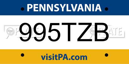 995TZB Pennsylvania License Plate