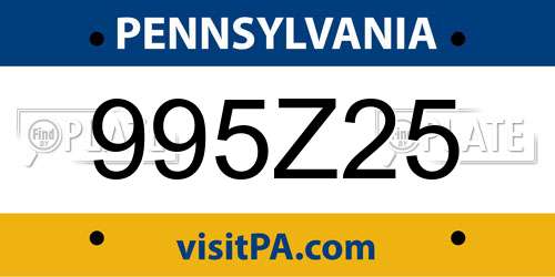 995Z25 Pennsylvania License Plate