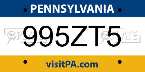 995ZT5 Pennsylvania License Plate