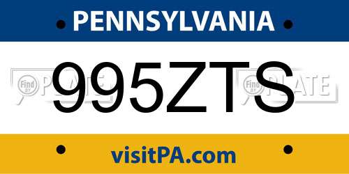 995ZTS Pennsylvania License Plate