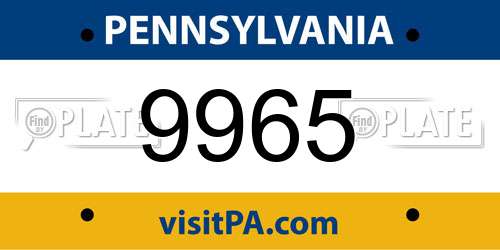 9965 Pennsylvania License Plate