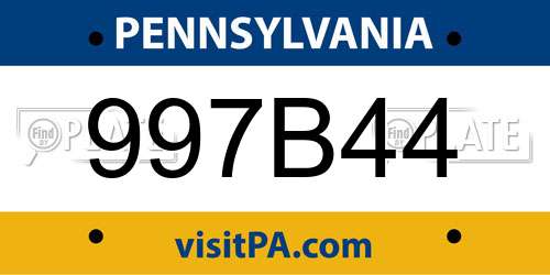 997B44 Pennsylvania License Plate
