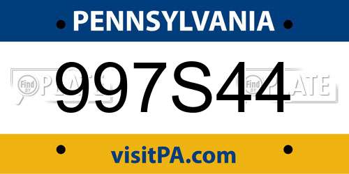997S44 Pennsylvania License Plate