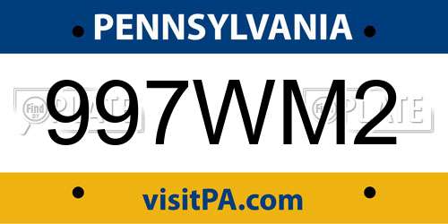 997WM2 Pennsylvania License Plate