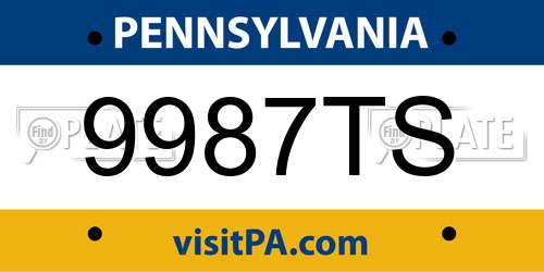 9987TS Pennsylvania License Plate