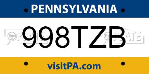998TZB Pennsylvania License Plate
