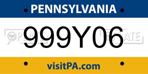 999Y06 Pennsylvania License Plate