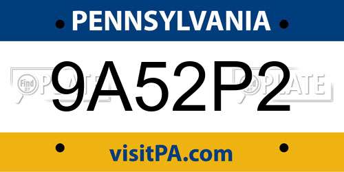 9A52P2 Pennsylvania License Plate