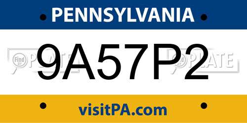 9A57P2 Pennsylvania License Plate