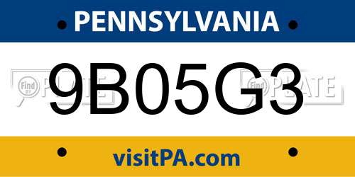 9B05G3 Pennsylvania License Plate
