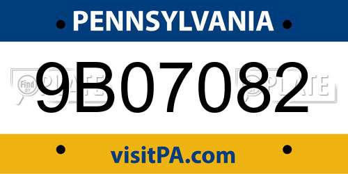 9B07082 Pennsylvania License Plate