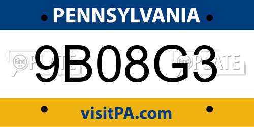 9B08G3 Pennsylvania License Plate