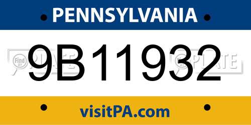 9B11932 Pennsylvania License Plate