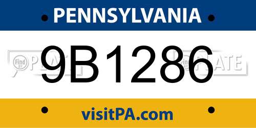 9B1286 Pennsylvania License Plate