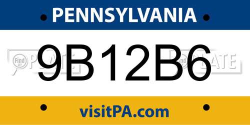 9B12B6 Pennsylvania License Plate