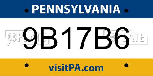 9B17B6 Pennsylvania License Plate