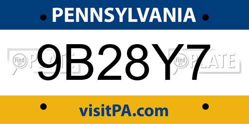 9B28Y7 Pennsylvania License Plate