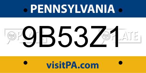 9B53Z1 Pennsylvania License Plate