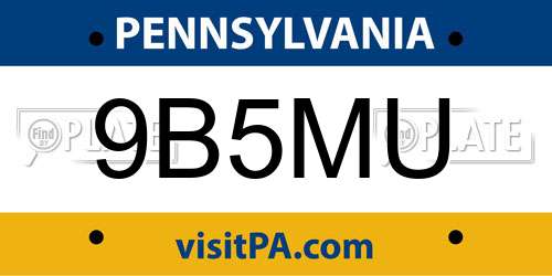 9B5MU Pennsylvania License Plate