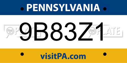 9B83Z1 Pennsylvania License Plate