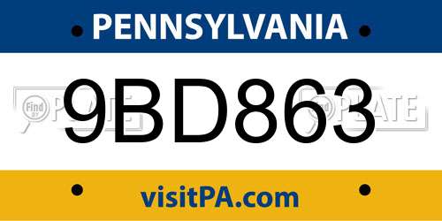 9BD863 Pennsylvania License Plate