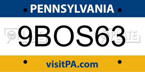 9BOS63 Pennsylvania License Plate