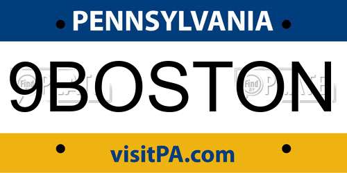 9BOSTON Pennsylvania License Plate