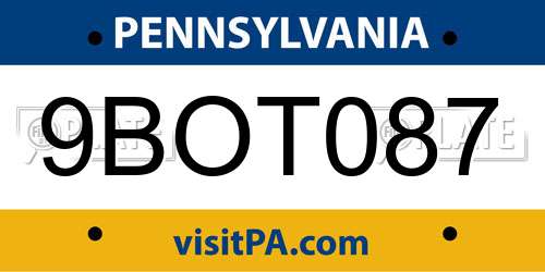 9BOT087 Pennsylvania License Plate