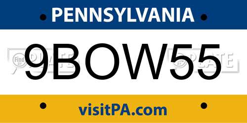 9BOW55 Pennsylvania License Plate