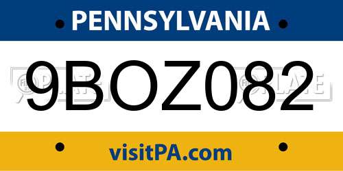 9BOZ082 Pennsylvania License Plate