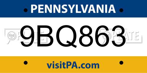 9BQ863 Pennsylvania License Plate