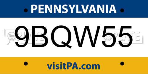 9BQW55 Pennsylvania License Plate