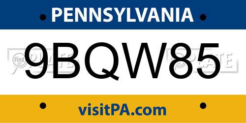 9BQW85 Pennsylvania License Plate
