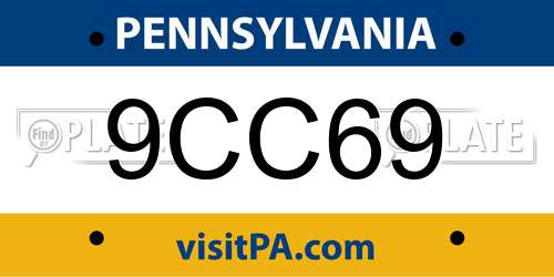 9CC69 Pennsylvania License Plate