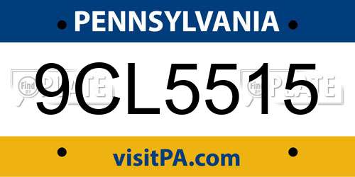 9CL5515 Pennsylvania License Plate