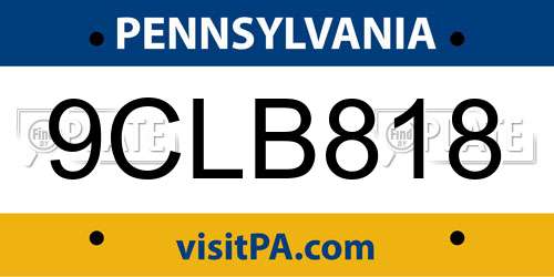 9CLB818 Pennsylvania License Plate